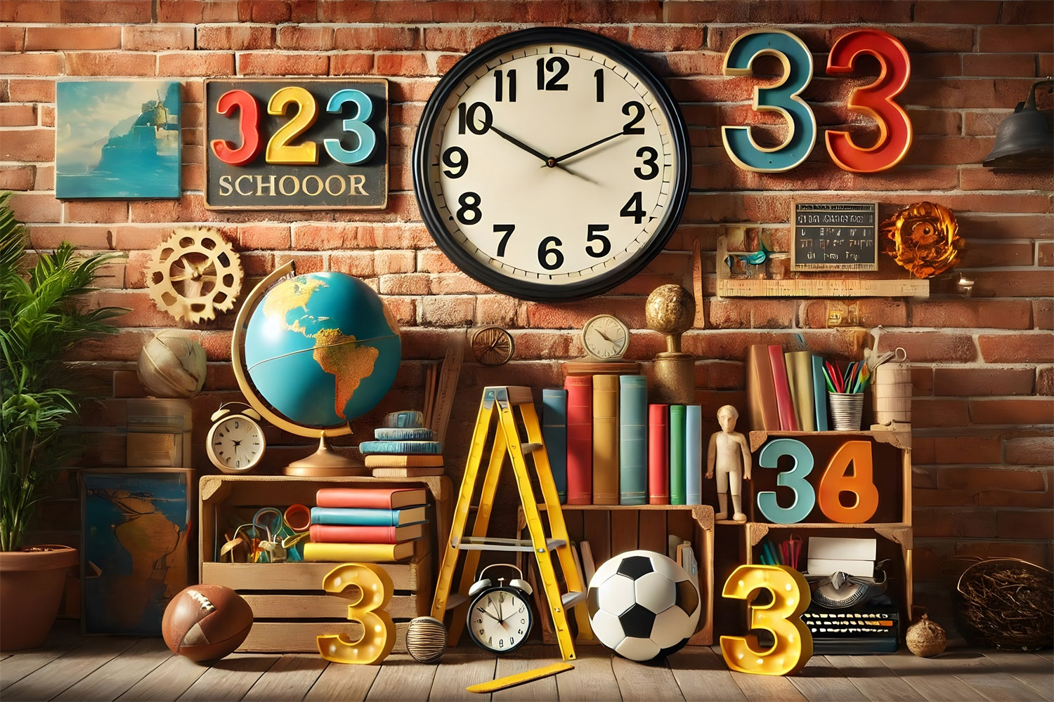 Ritorno A Scuola Numeri Libri Globo Sfondo RR7-209