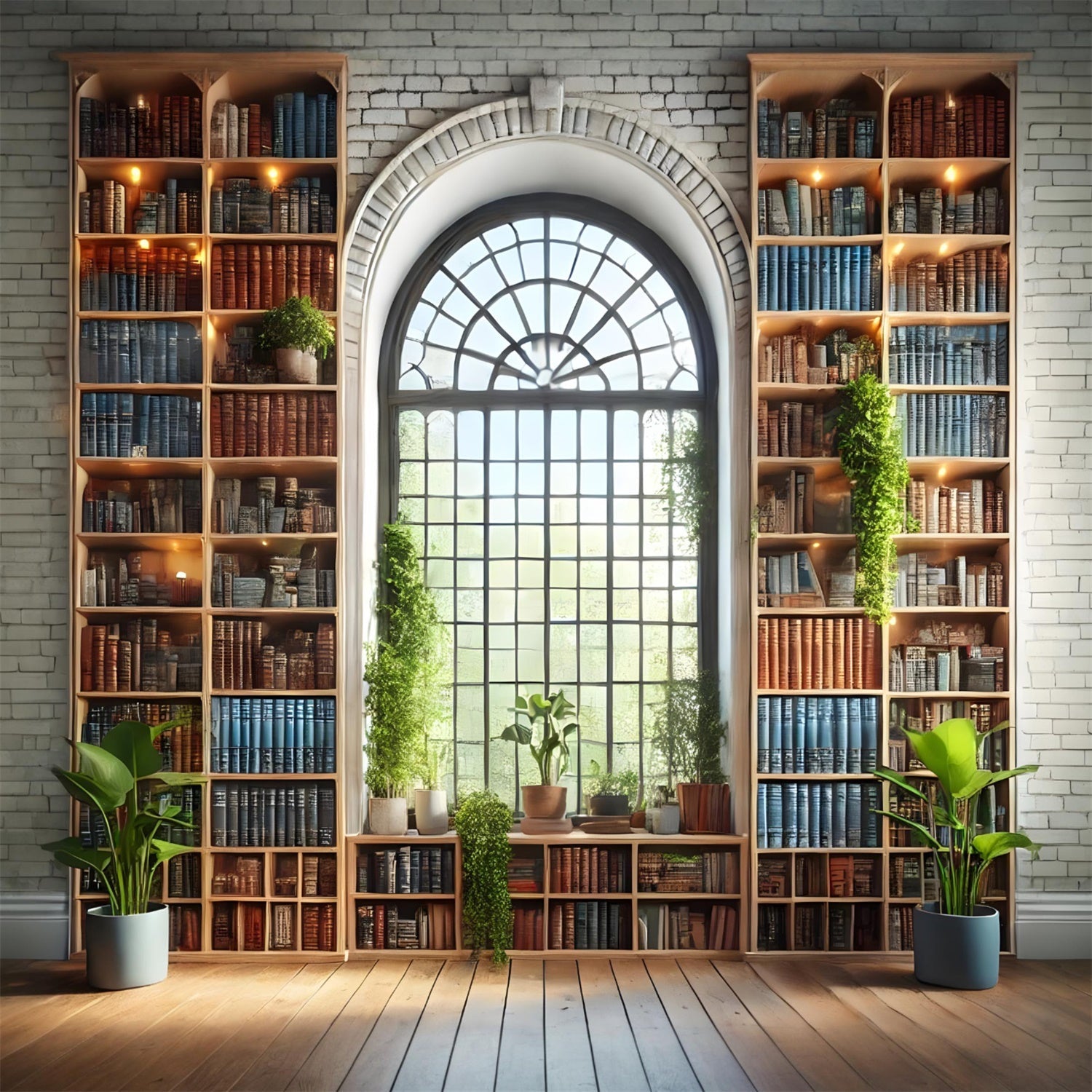 Finestra Ad Arco Per Libreria Sfondo Per Il Ritorno A Scuola RR7-210