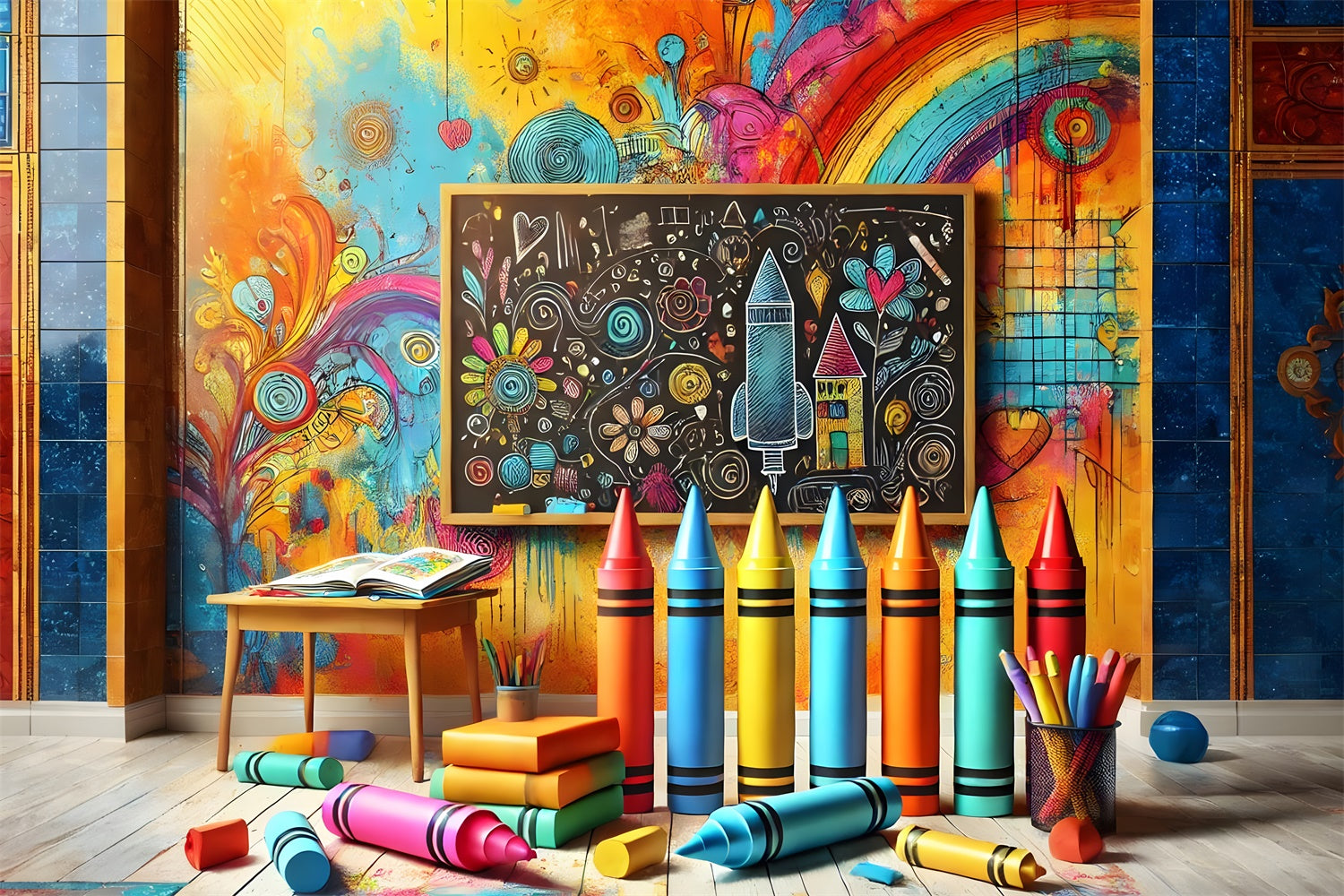 Pastelli Che Dipingono Lo Sfondo Del Ritorno A Scuola RR7-211