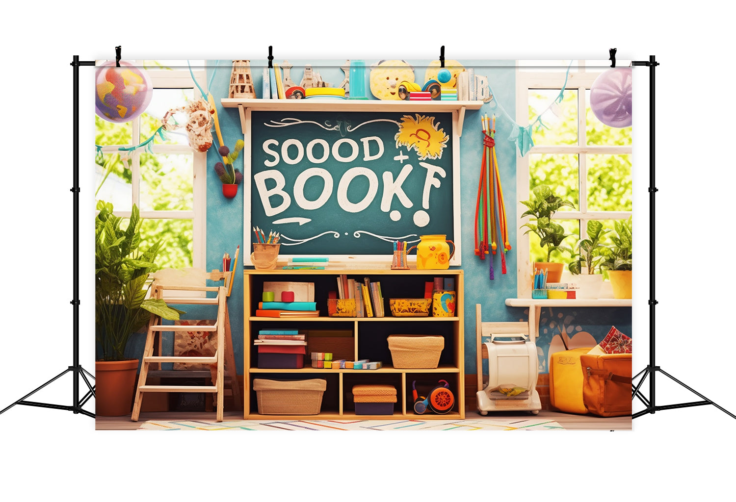 Sfondo Con Libri Per Il Ritorno A Scuola Nella Sala Giochi RR7-220