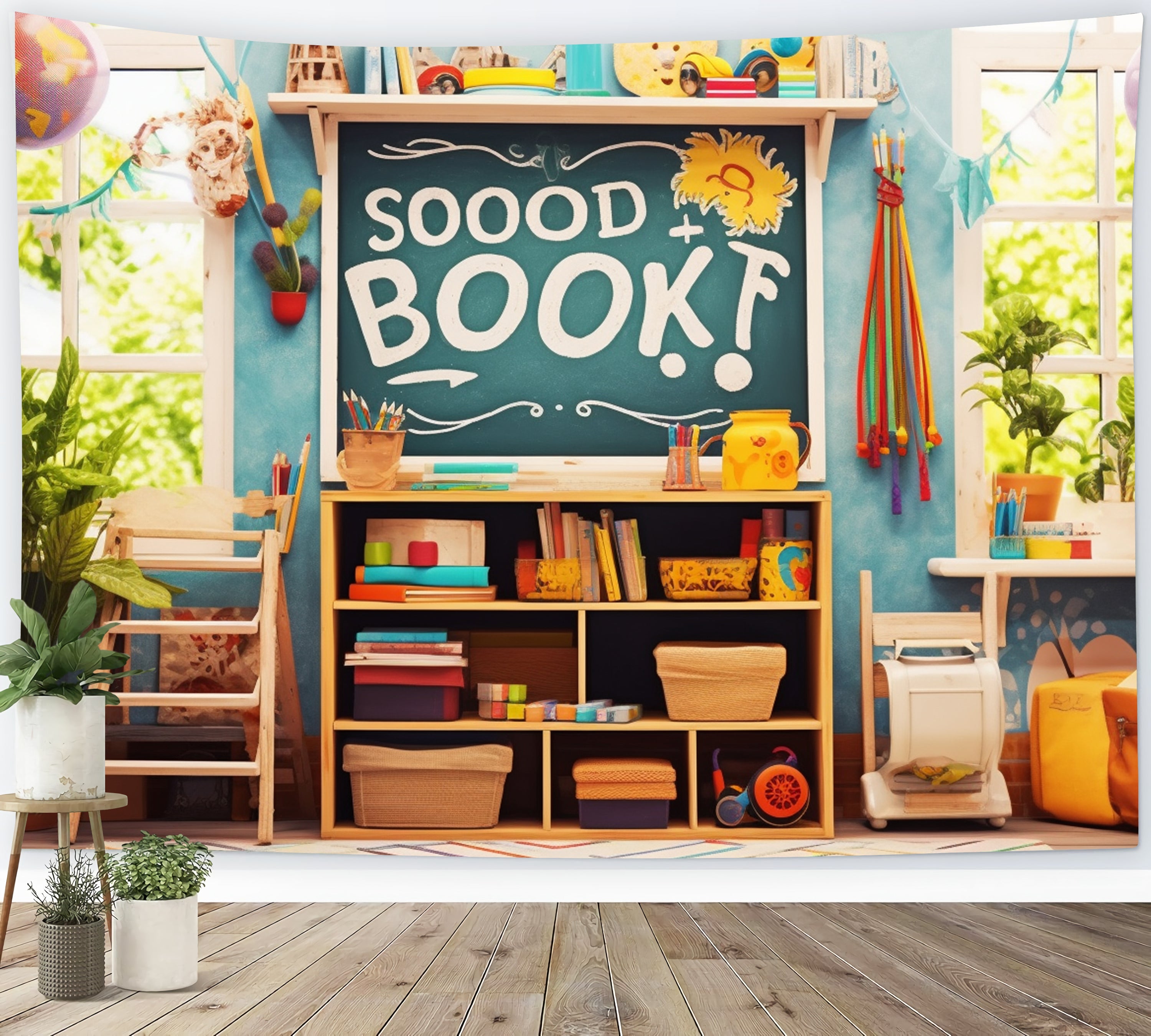 Sfondo Con Libri Per Il Ritorno A Scuola Nella Sala Giochi RR7-220