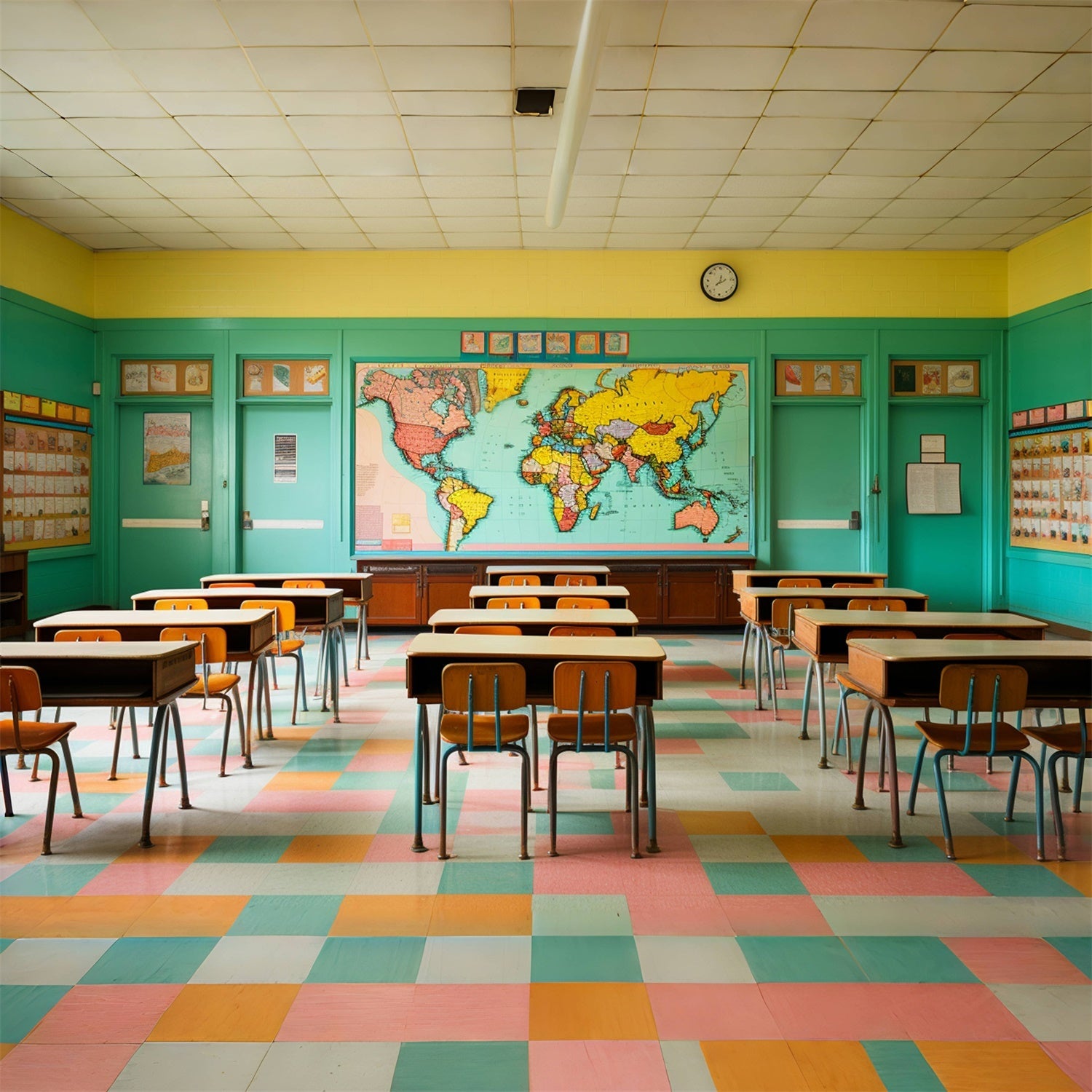 Ritorno A Scuola Sfondo Verde Per L'Aula RR7-224