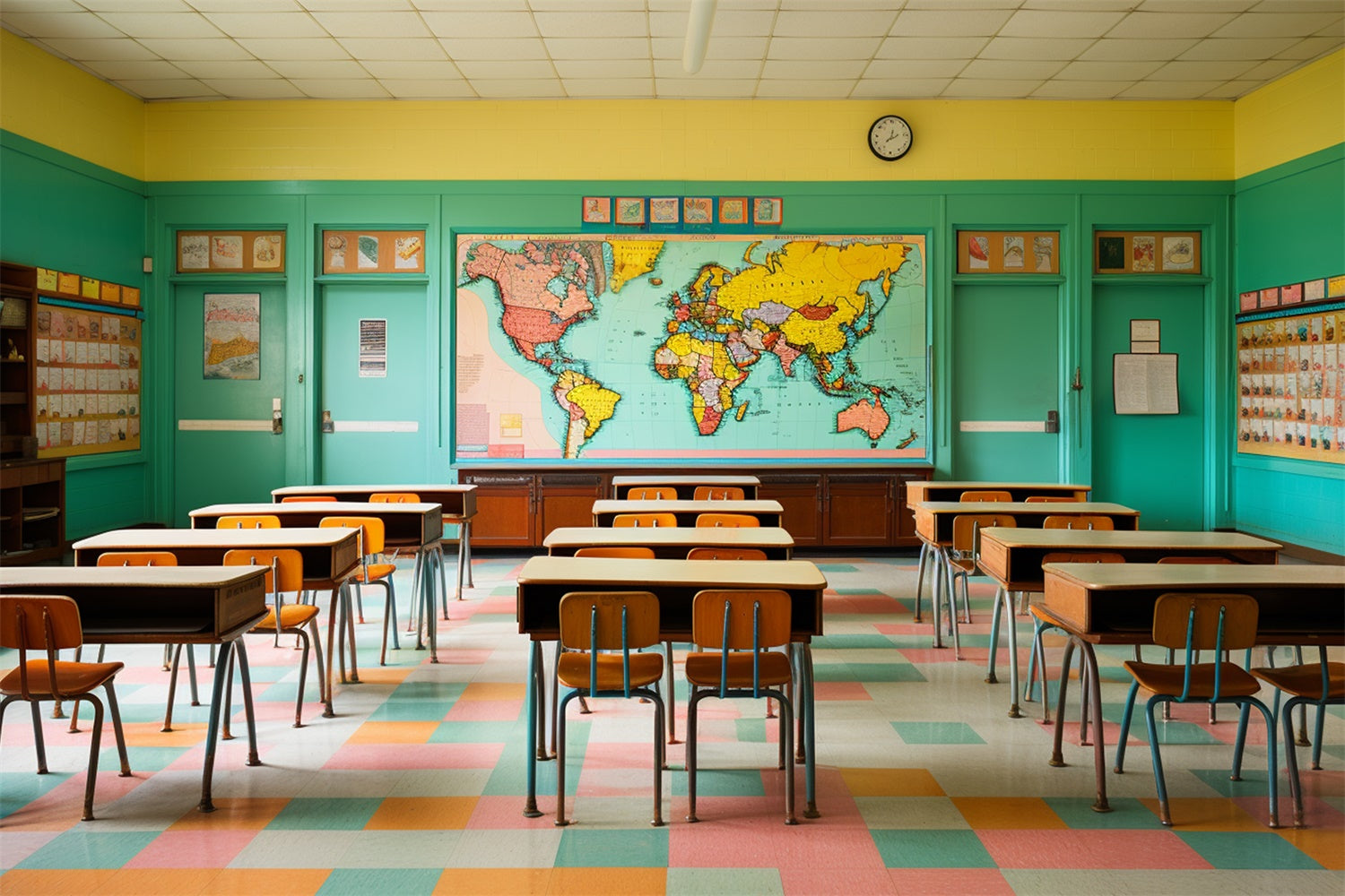 Ritorno A Scuola Sfondo Verde Per L'Aula RR7-224