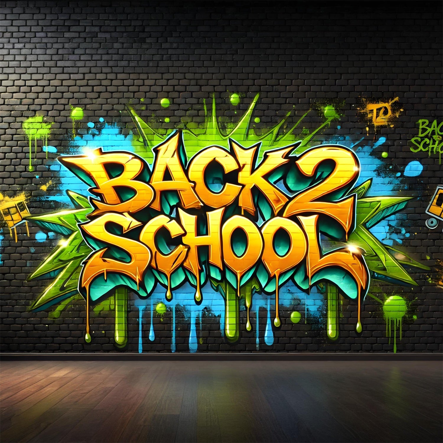 Ritorno A Scuola Sfondo Di Graffiti Con Muro Di Mattoni RR7-241