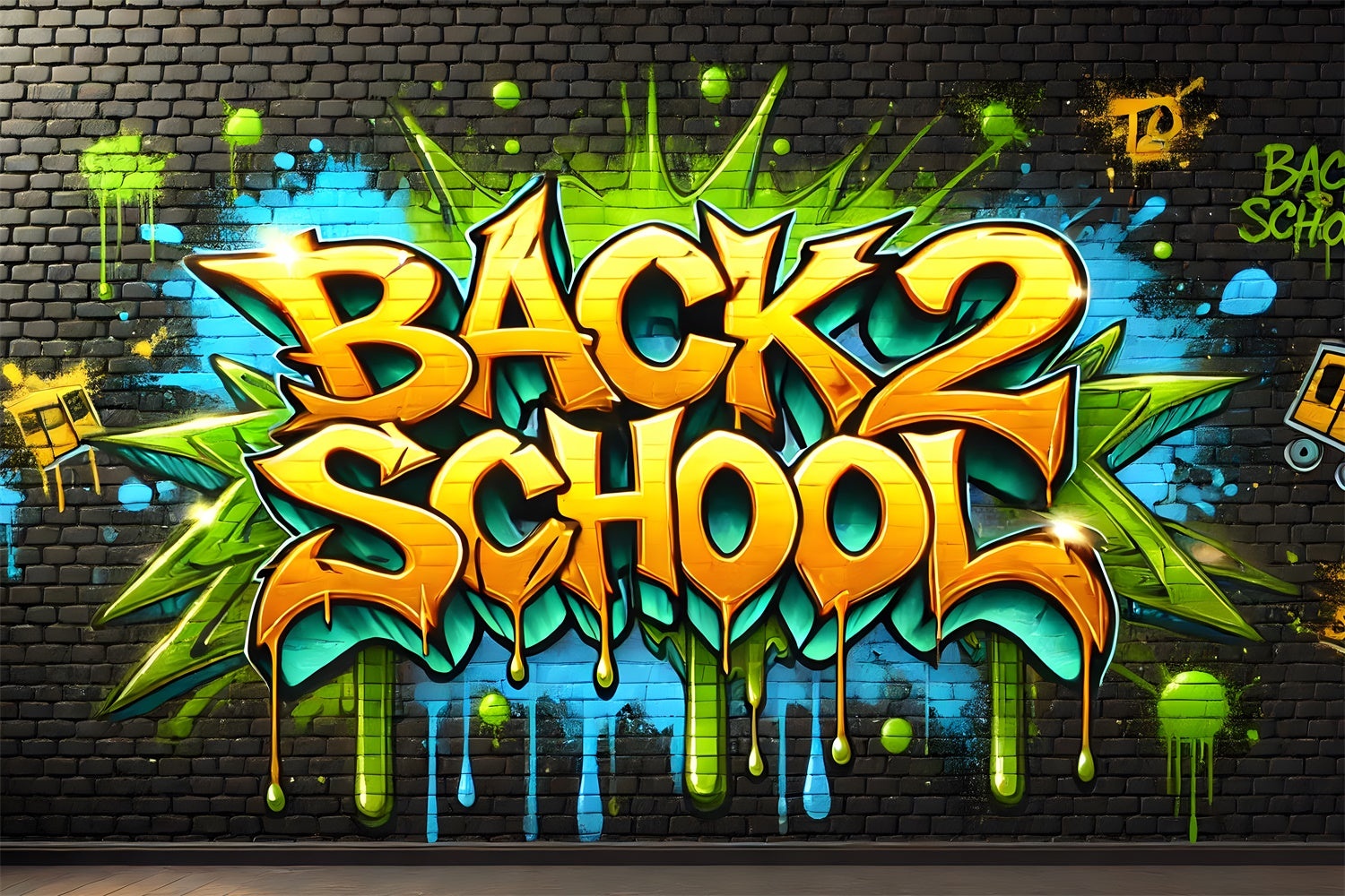 Ritorno A Scuola Sfondo Di Graffiti Con Muro Di Mattoni RR7-241