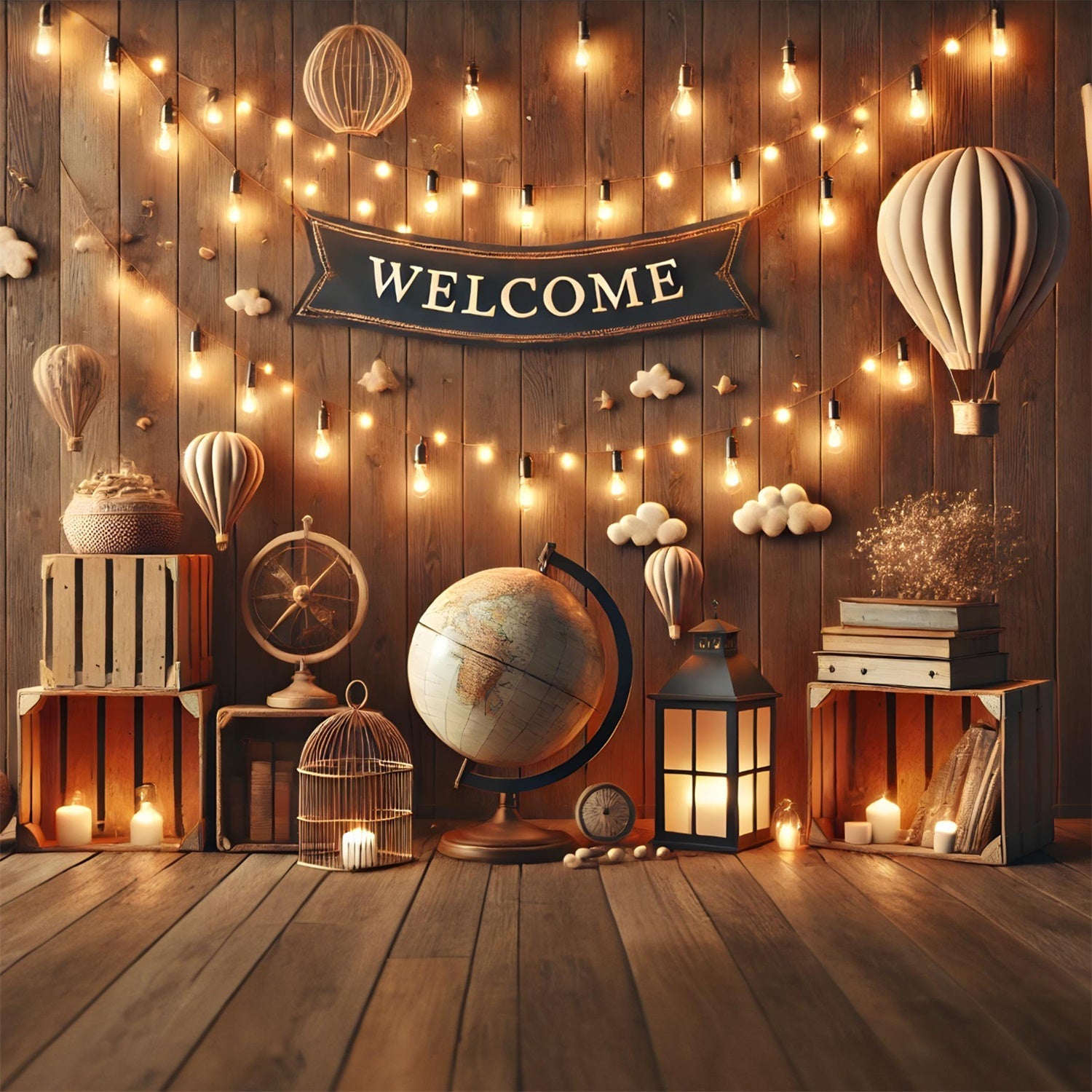 Sfondo Di Ritorno A Scuola In Legno Con Luci Incandescenti RR7-243