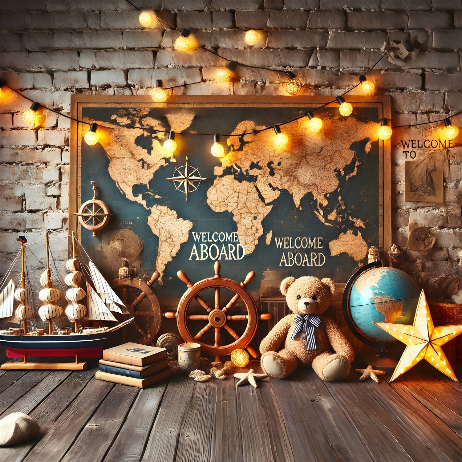 Ritorno A Scuola Mappa Del Mondo Sfondo Barca A Vela RR7-244