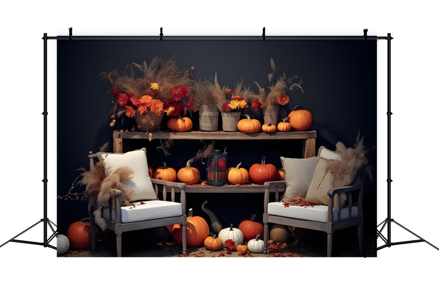 Accogliente Seduta Con Display Floreale Autunnale Di Zucca RR7-251