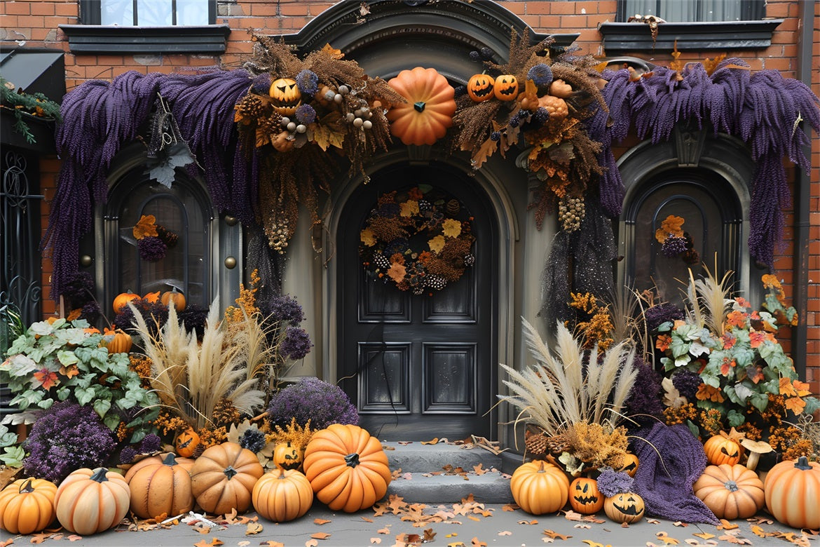 Sfondo Elegante Porta Lanterne Zucca Di Halloween R7-255