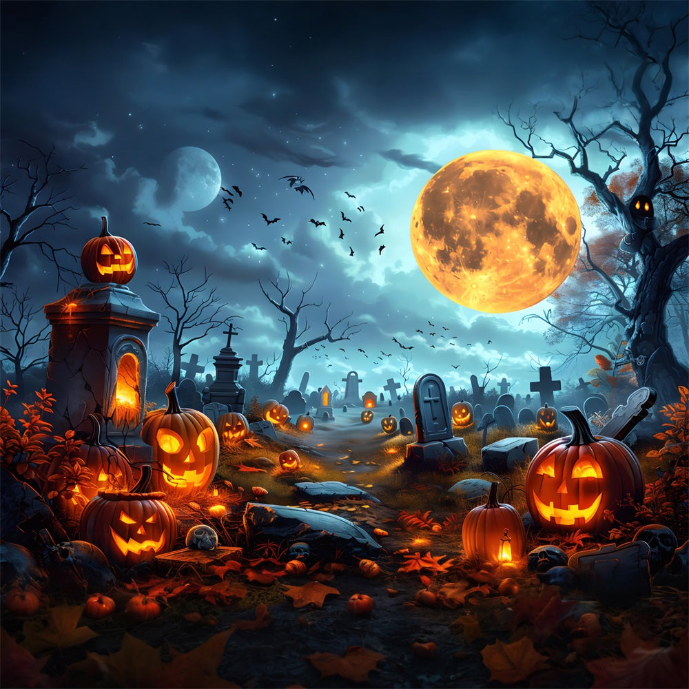 Sfondo Del Cimitero Delle Lanterne Della Zucca Di Halloween RR7-258