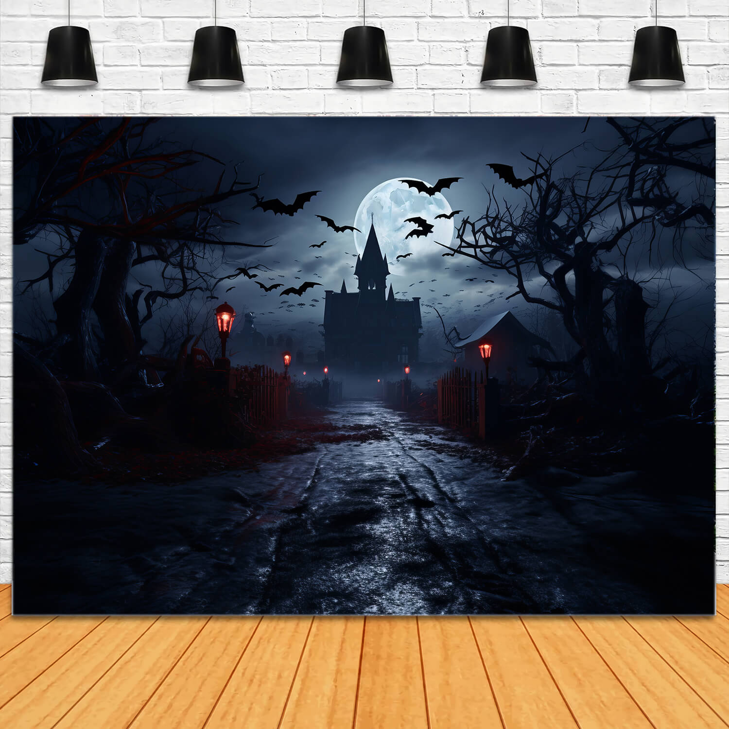 Sfondo Di Case Stregate Di Halloween Spettrale RR7-26