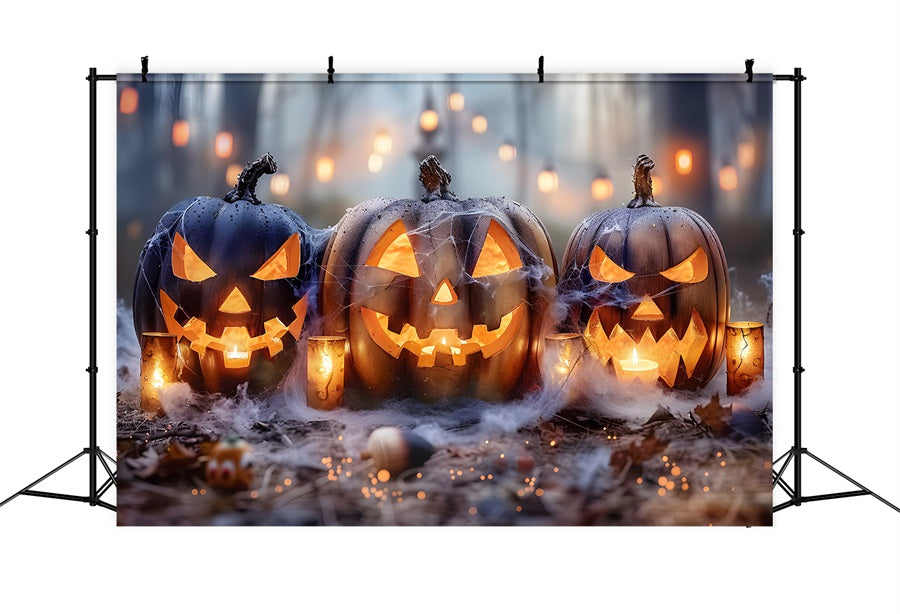 Sfondo Della Foresta Spettrale Delle Lanterne Della Zucca Di Halloween RR7-262