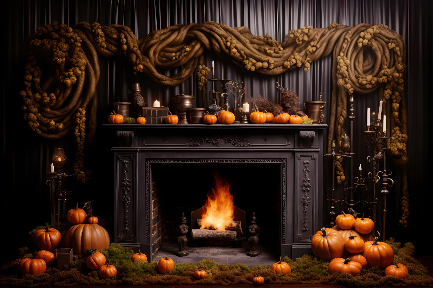 Sfondo Del Camino Gotico Delle Lanterne Della Zucca Di Halloween RR7-266