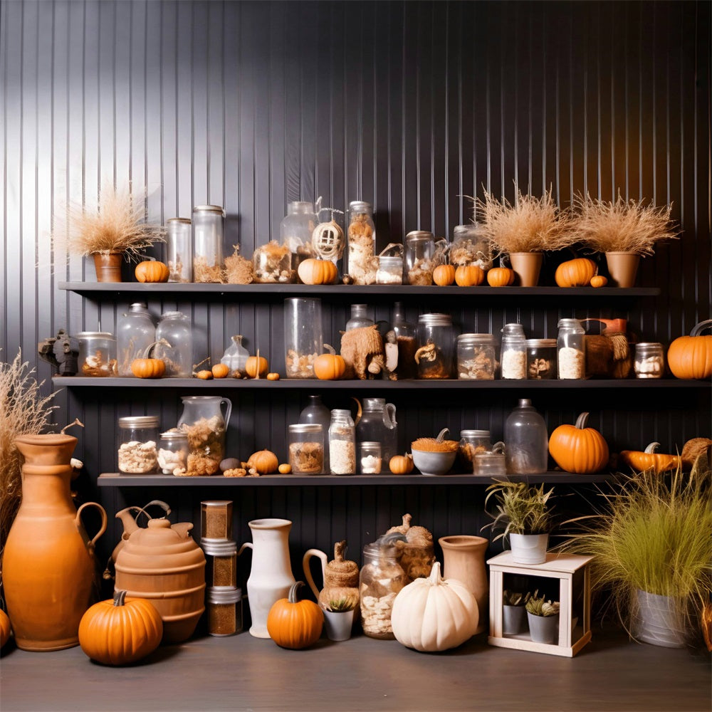 Sfondo Decorativo Per Mensola In Vaso Di Zucca Autunnale RR7-267