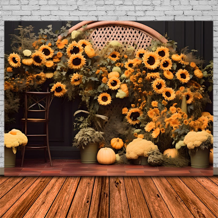 Sfondo Autunno Girasole Zucca Arco RR7-268