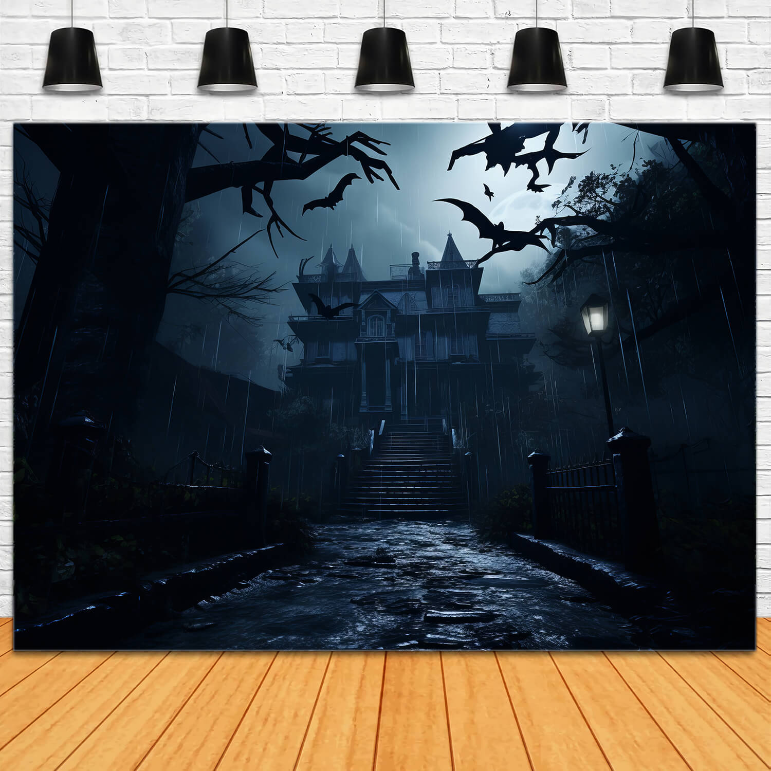 Sfondo Fotografico Della Casa Dei Fantasmi Della Notte Di Halloween RR7-27