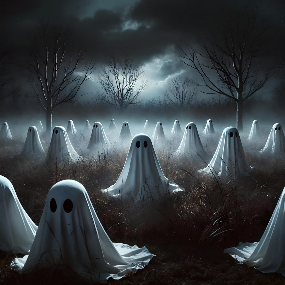 Sfondo Di Mezzanotte Del Campo Spettrale Di Halloween RR7-273