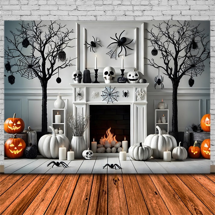 Sfondo Del Camino Del Ragno Delle Lanterne Della Zucca Di Halloween RR7-274