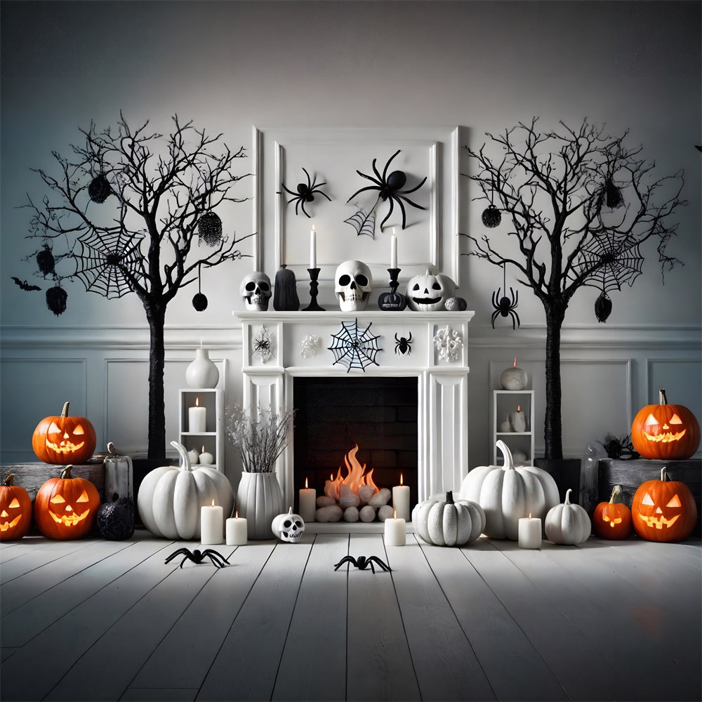 Sfondo Del Camino Del Ragno Delle Lanterne Della Zucca Di Halloween RR7-274