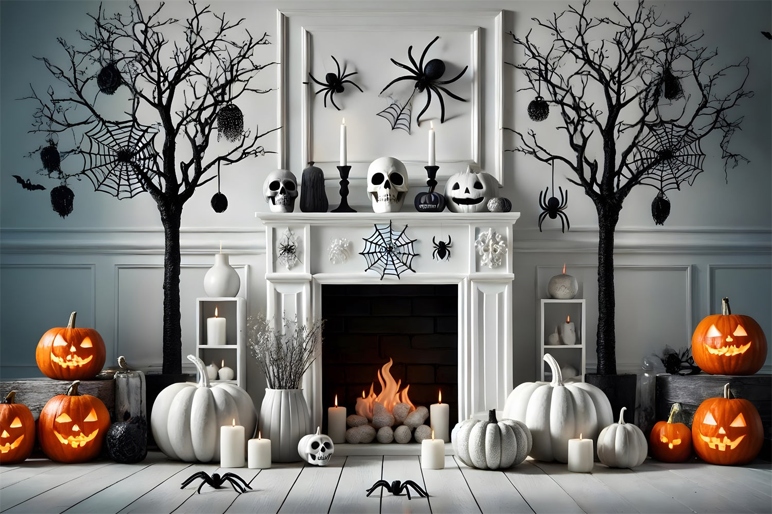 Sfondo Del Camino Del Ragno Delle Lanterne Della Zucca Di Halloween RR7-274