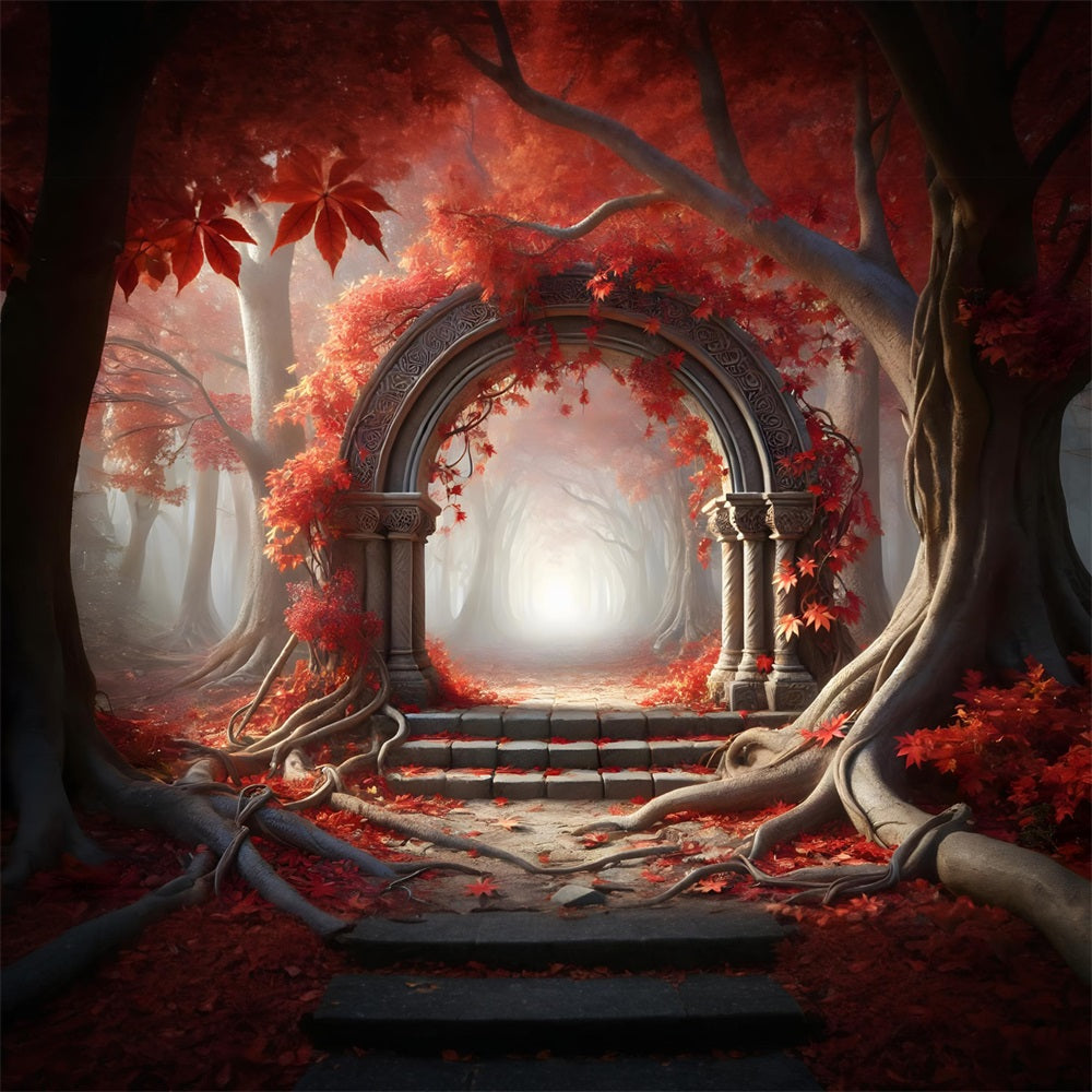 Sfondo Dell'Arco In Pietra Della Foresta Autunnale Incantata RR7-283