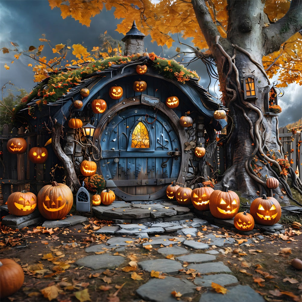 Sfondo Della Porta Incantata Vuota Della Zucca Di Halloween RR7-321