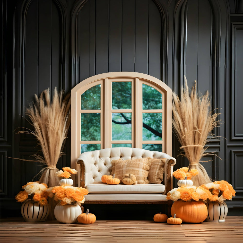 Sfondo Di Grano Di Zucche Di Eleganza Autunnale RR7-322