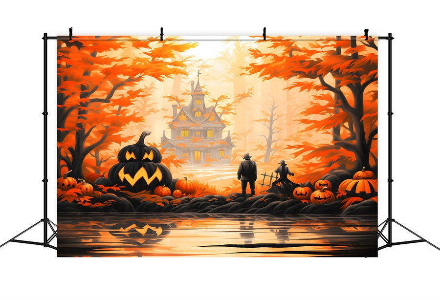 Sfondo Della Villa Della Foresta Incantata Di Halloween RR7-328