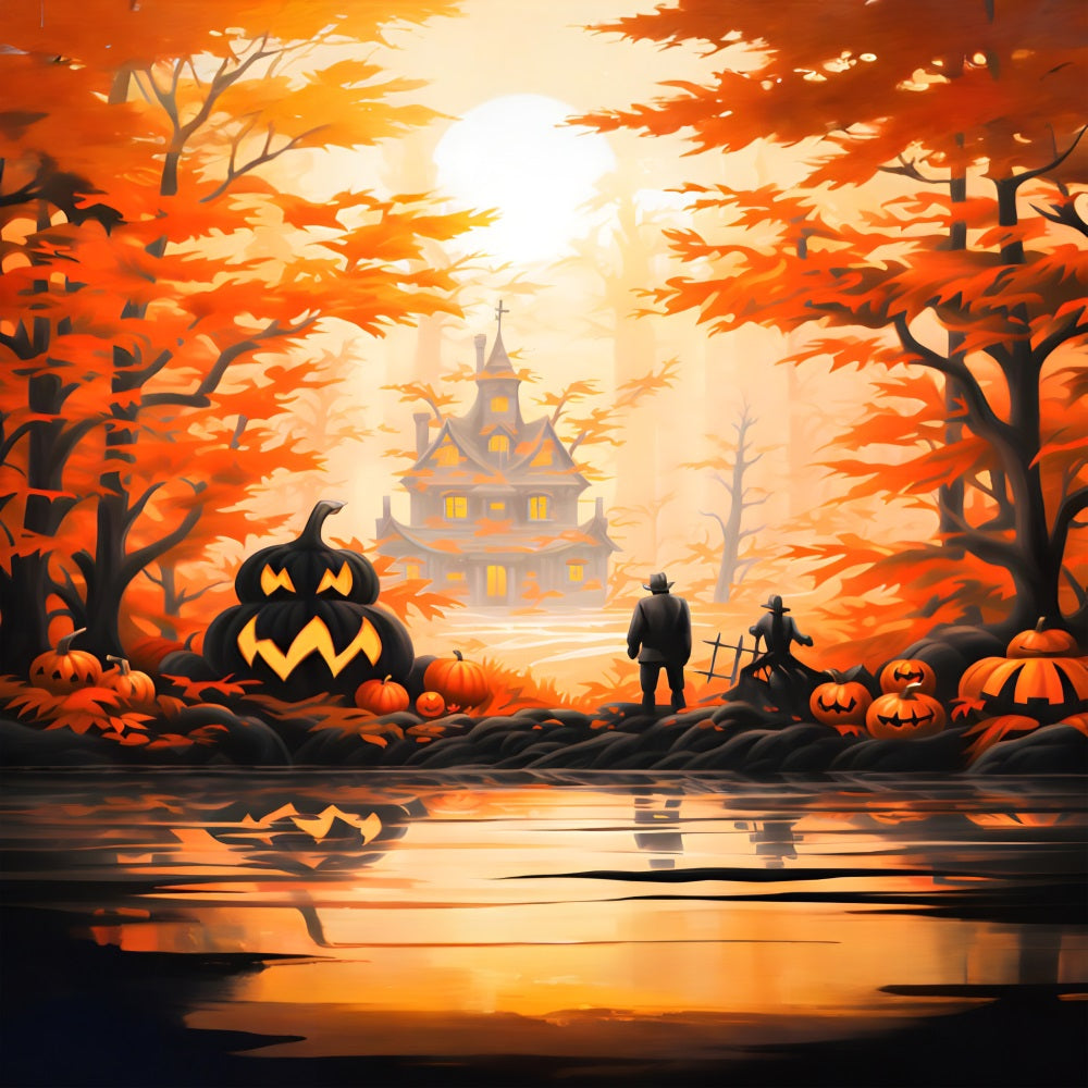 Sfondo Della Villa Della Foresta Incantata Di Halloween RR7-328