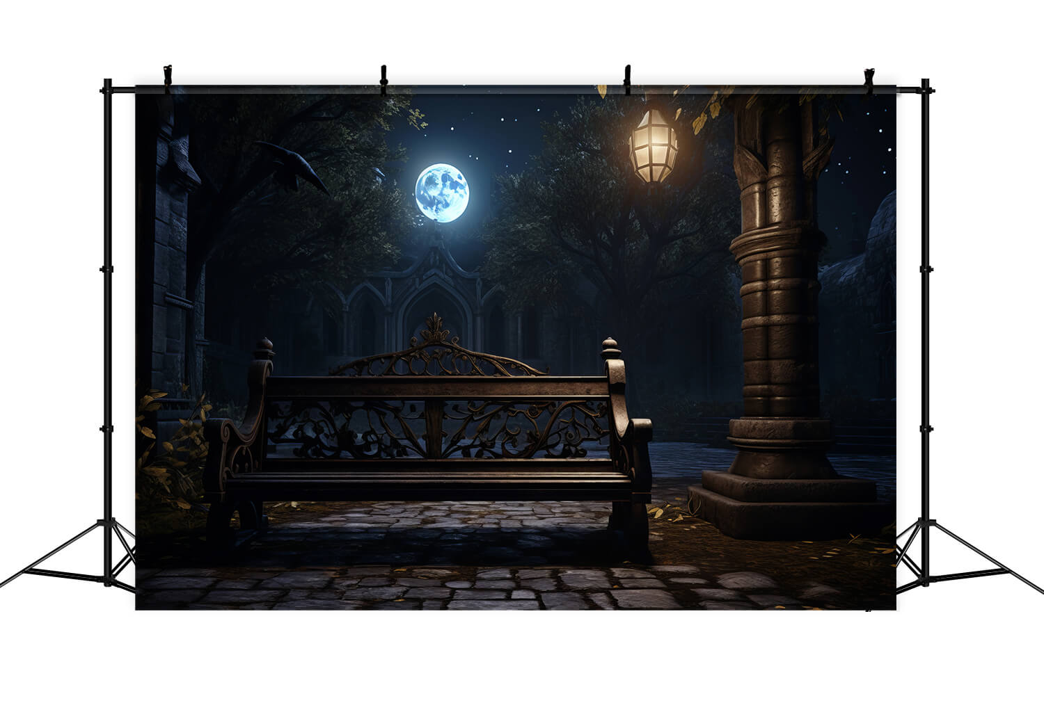 Sfondo Fotografico Notturno Al Chiaro Di Luna Di Halloween RR7-33