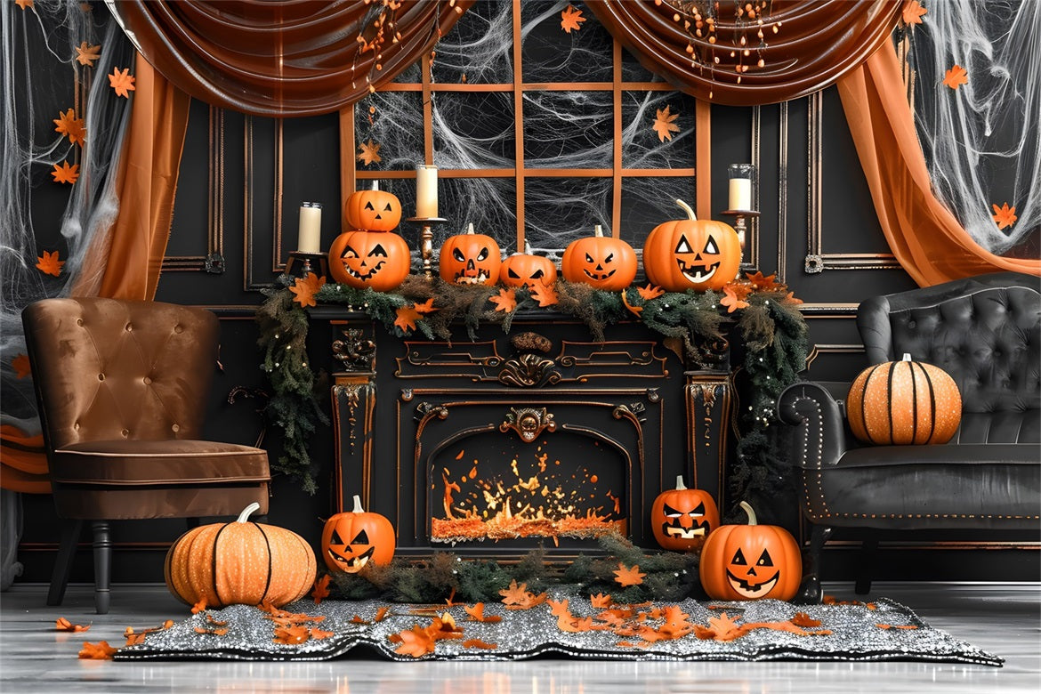 Sfondo Del Camino Gotico Delle Lanterne Della Zucca Di Halloween RR7-341