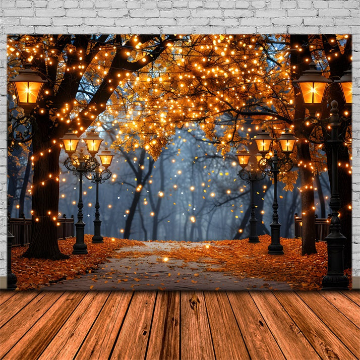 Sfondo Di Alberi Incantati Con Passerella Autunnale RR7-349