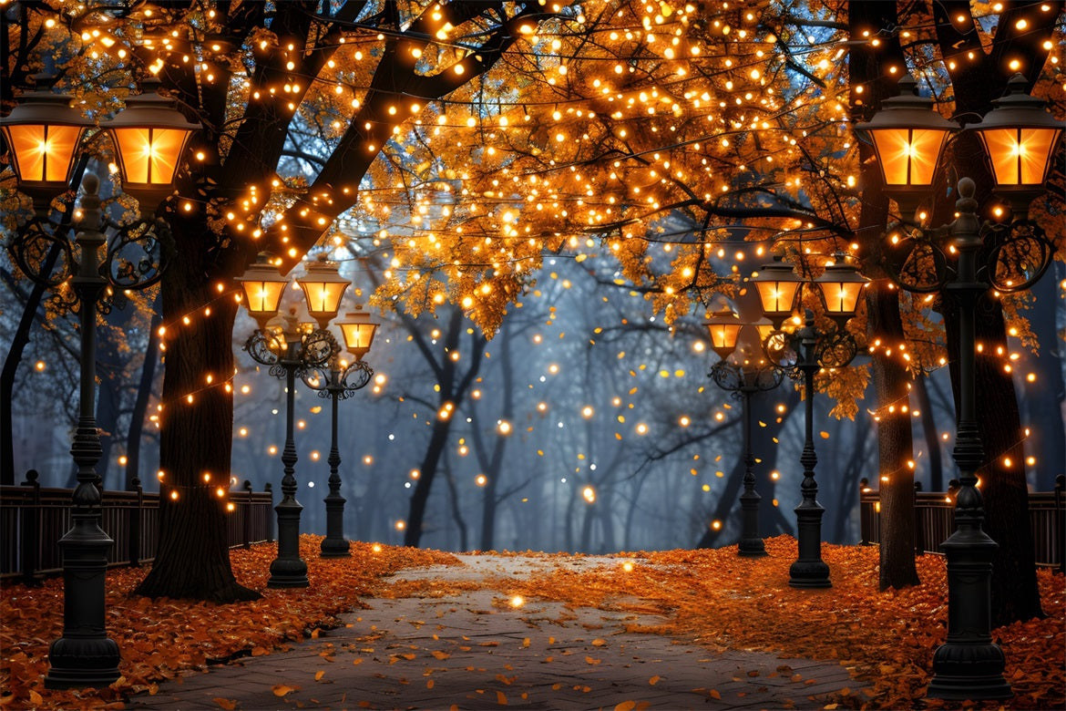 Sfondo Di Alberi Incantati Con Passerella Autunnale RR7-349