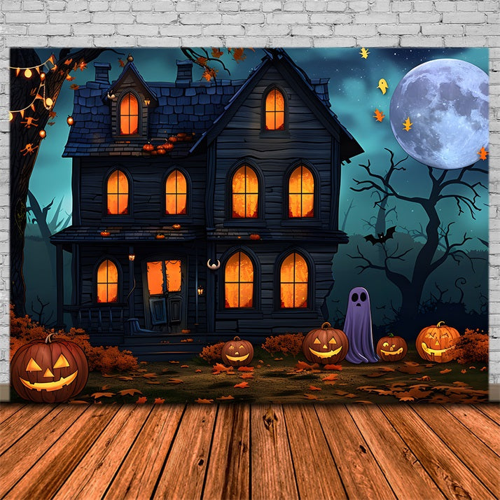 Sfondo Fantasma Delle Lanterne Della Casa Stregata Di Halloween RR7-350
