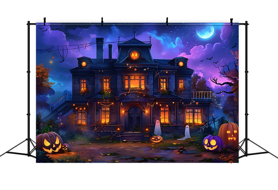 Sfondo Di Fantasmi Di Zucca Della Casa Incantata Di Halloween RR7-351