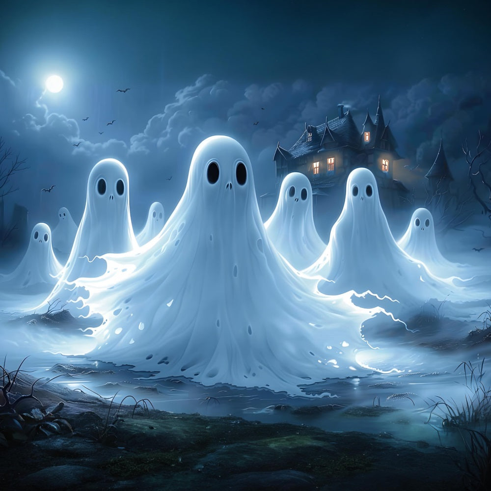 Sfondo Della Casa Stregata Di Raccolta Dei Fantasmi Di Halloween RR7-366