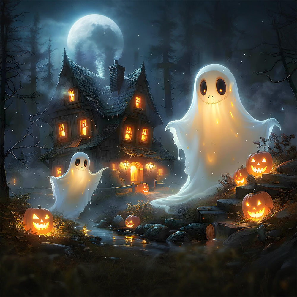 Sfondo Con Patch Di Zucca Spettrale Di Halloween RR7-367