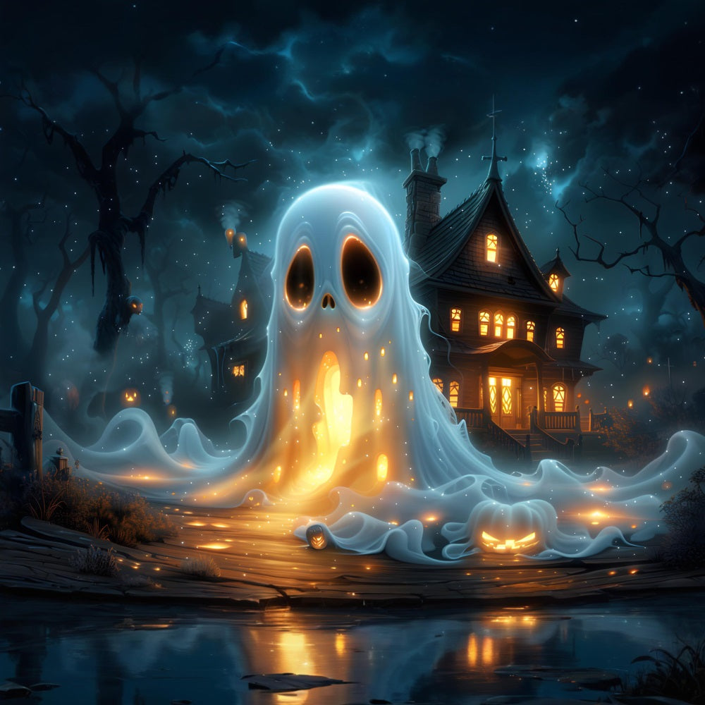 Sfondo Della Villa Dei Fantasmi Infestati Di Halloween RR7-368