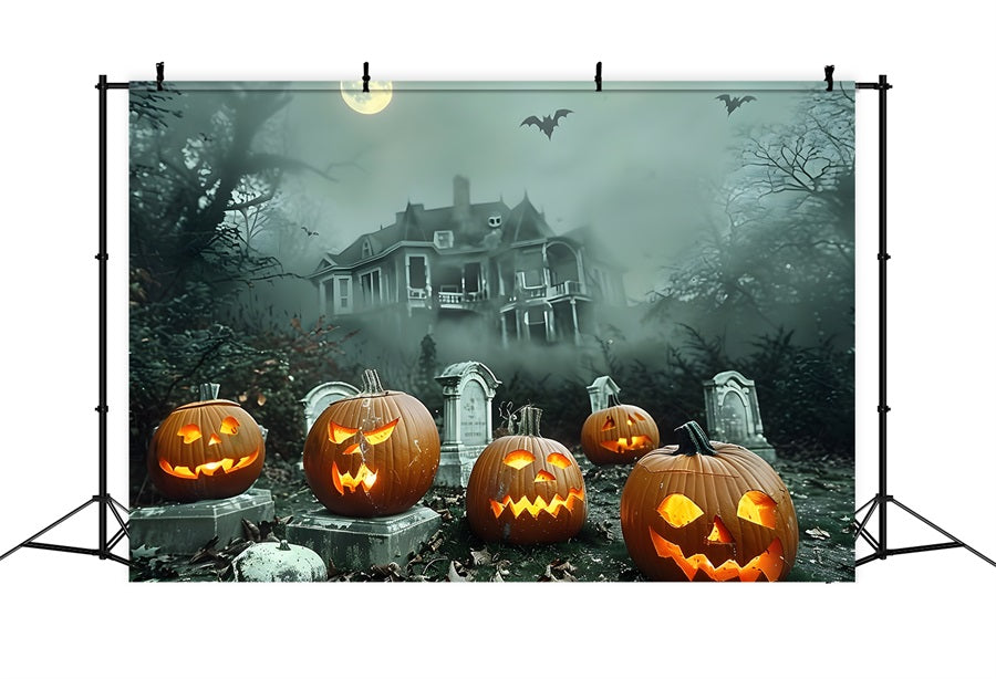 Sfondo Della Casa Stregata Del Cimitero Di Halloween RR7-371