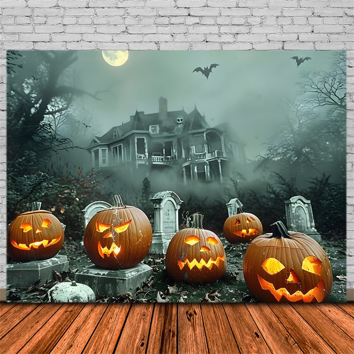 Sfondo Della Casa Stregata Del Cimitero Di Halloween RR7-371