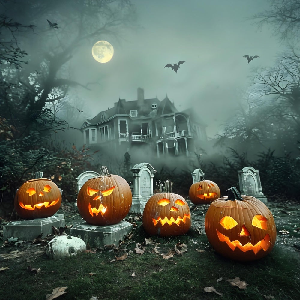 Sfondo Della Casa Stregata Del Cimitero Di Halloween RR7-371