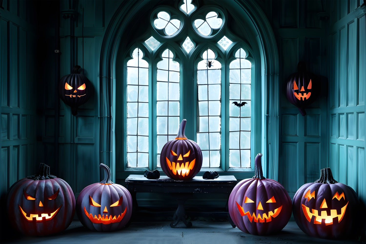 Sfondo Di Zucca Gotica Per Finestra Di Halloween RR7-374