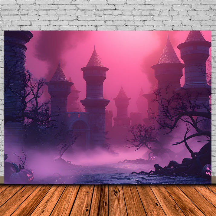 Sfondo Di Nebbia Rosa Del Castello Stregato Di Halloween RR7-377