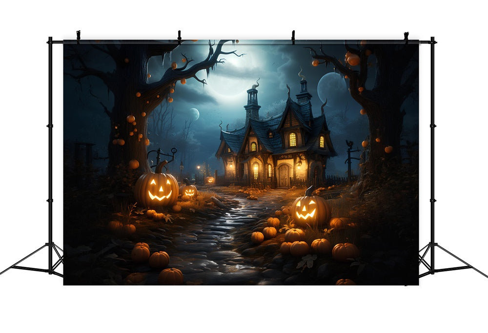 Sfondo Di Zucche Di Halloween Forest House RR7-383
