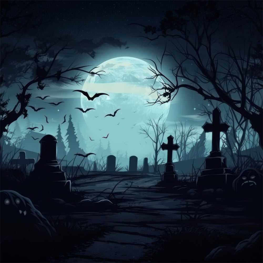 Sfondo Fotografico Del Cimitero Spettrale Di Halloween RR7-399
