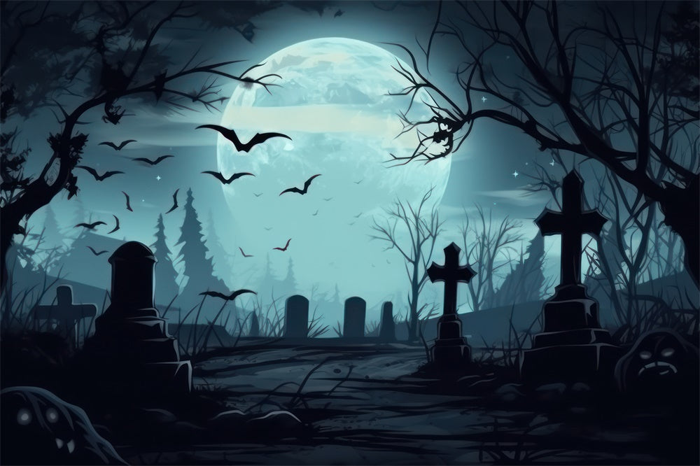 Sfondo Fotografico Del Cimitero Spettrale Di Halloween RR7-399