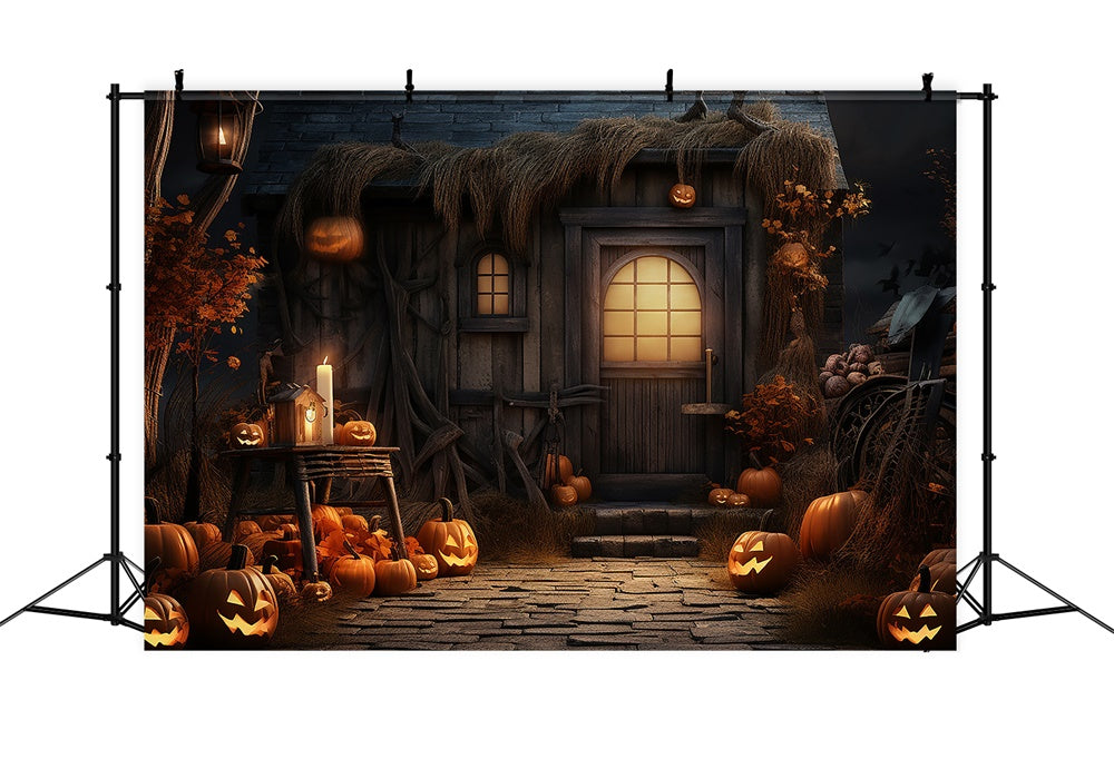 Sfondo Di Zucca Del Cortile Notturno Di Halloween RR7-408