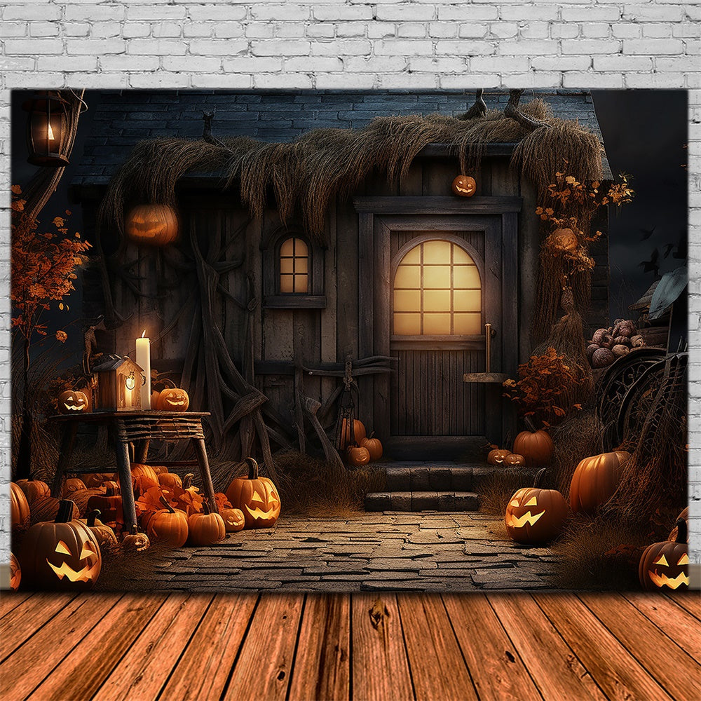 Sfondo Di Zucca Del Cortile Notturno Di Halloween RR7-408