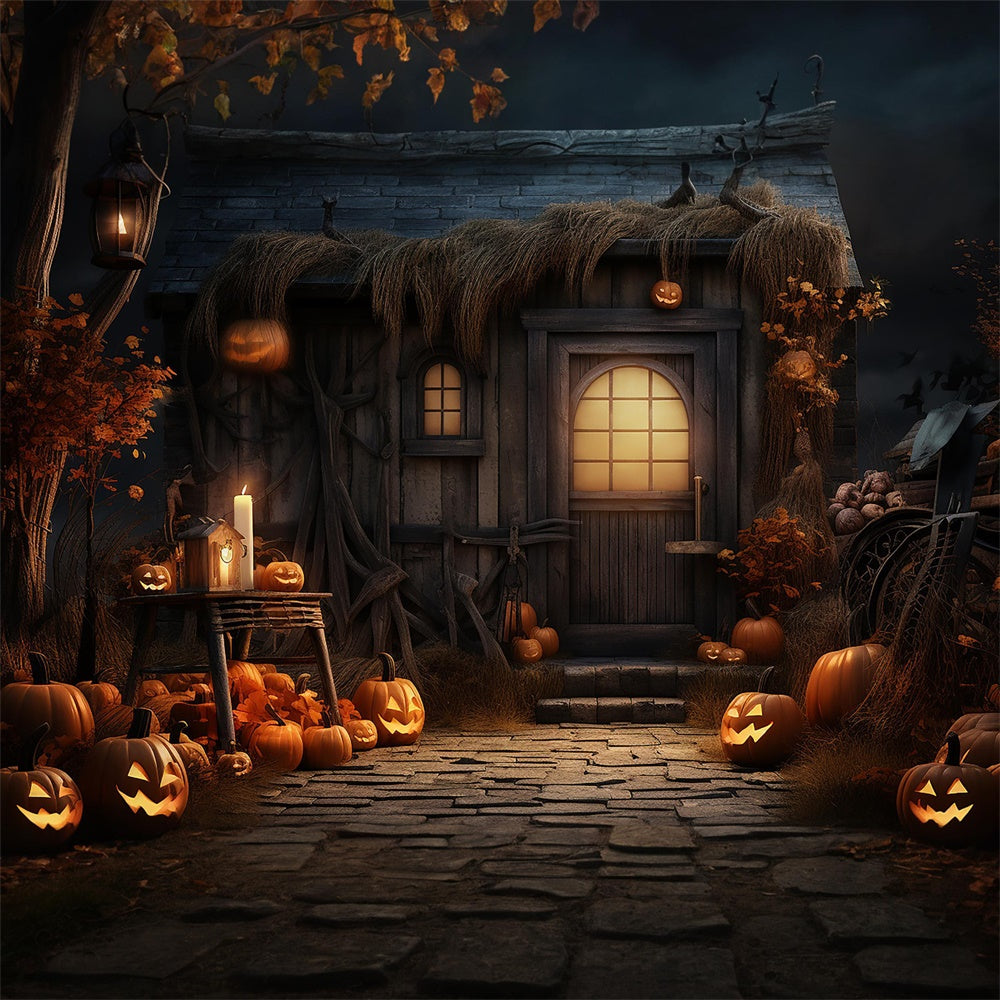 Sfondo Di Zucca Del Cortile Notturno Di Halloween RR7-408