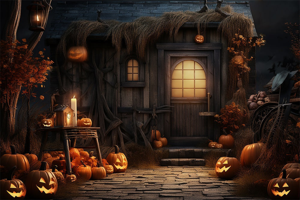 Sfondo Di Zucca Del Cortile Notturno Di Halloween RR7-408